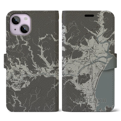 【延岡（宮崎県）】地図柄iPhoneケース（手帳タイプ）モノトーン・iPhone 14 用