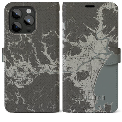 【延岡（宮崎県）】地図柄iPhoneケース（手帳タイプ）モノトーン・iPhone 15 Pro Max 用