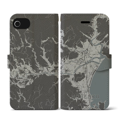 【延岡（宮崎県）】地図柄iPhoneケース（手帳タイプ）モノトーン・iPhone SE（第3 / 第2世代） / 8 / 7 / 6s / 6 用