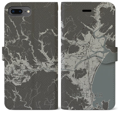 【延岡（宮崎県）】地図柄iPhoneケース（手帳タイプ）モノトーン・iPhone 8Plus /7Plus / 6sPlus / 6Plus 用