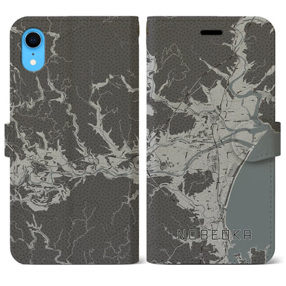 【延岡（宮崎県）】地図柄iPhoneケース（手帳タイプ）モノトーン・iPhone XR 用