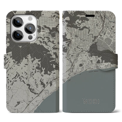 【野比（神奈川県）】地図柄iPhoneケース（手帳タイプ）モノトーン・iPhone 14 Pro 用