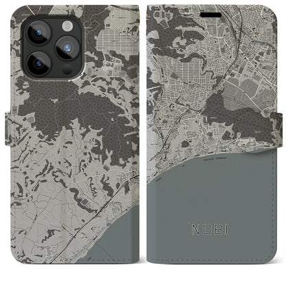 【野比（神奈川県）】地図柄iPhoneケース（手帳タイプ）モノトーン・iPhone 15 Pro Max 用