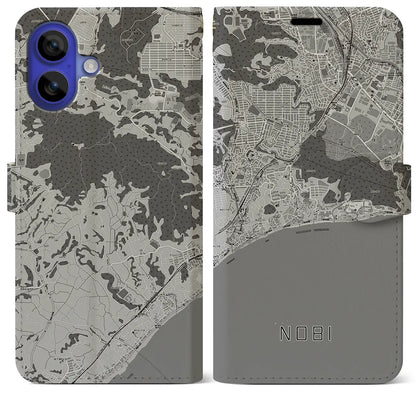 【野比（神奈川県）】地図柄iPhoneケース（手帳タイプ）モノトーン・iPhone 16 Pro Max 用