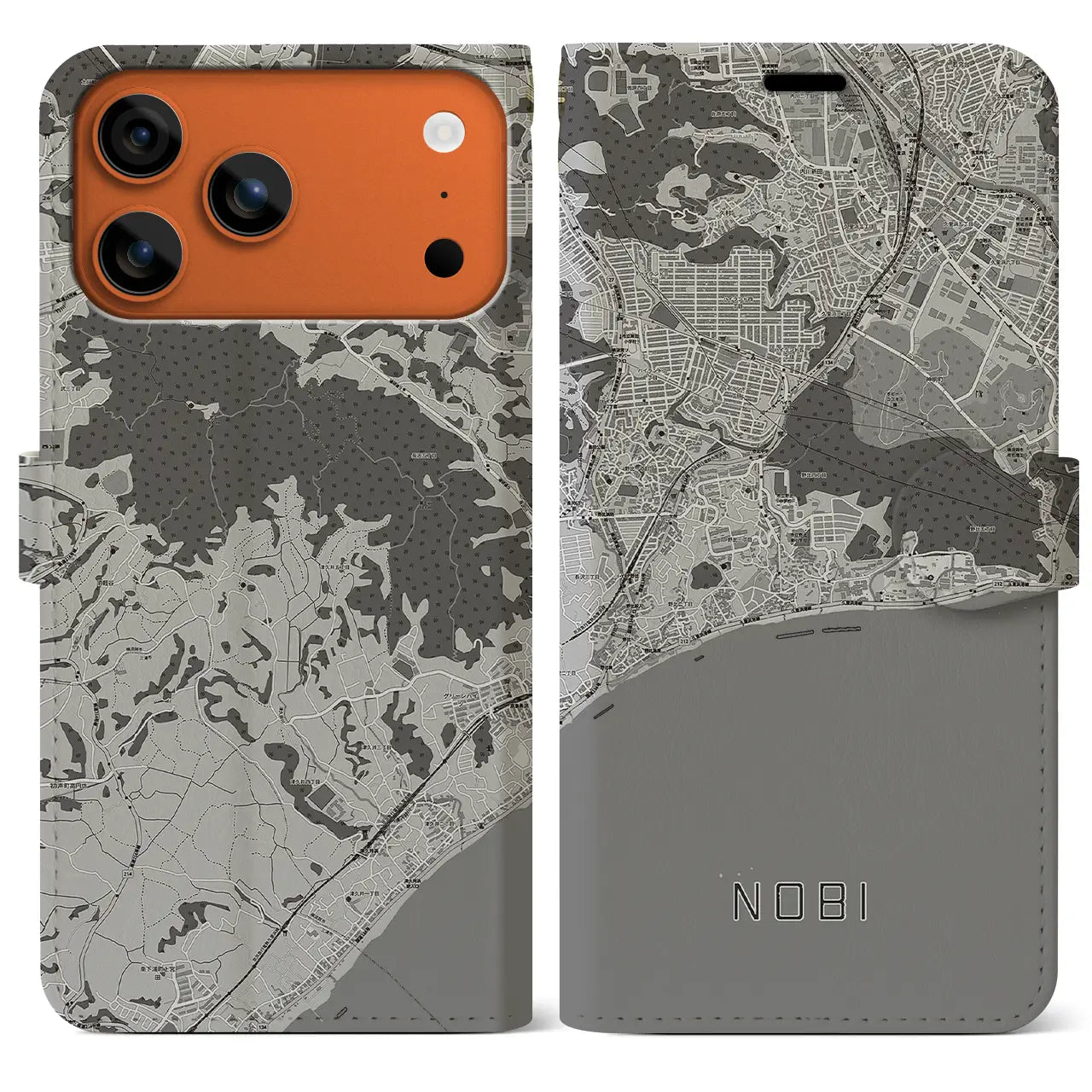 【野比（神奈川県）】地図柄iPhoneケース（手帳タイプ）