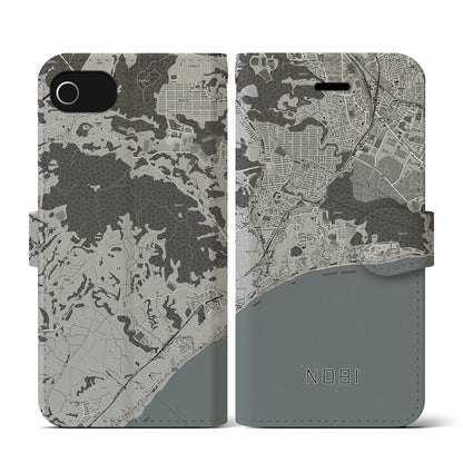 【野比（神奈川県）】地図柄iPhoneケース（手帳タイプ）モノトーン・iPhone SE（第3 / 第2世代） / 8 / 7 / 6s / 6 用