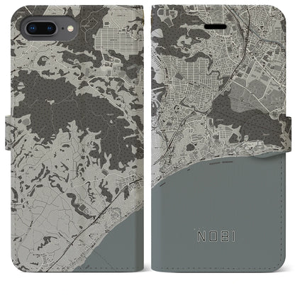 【野比（神奈川県）】地図柄iPhoneケース（手帳タイプ）モノトーン・iPhone 8Plus /7Plus / 6sPlus / 6Plus 用