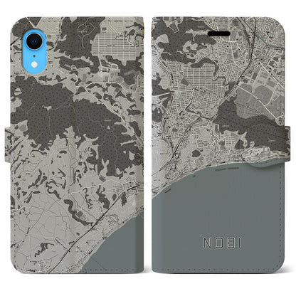 【野比（神奈川県）】地図柄iPhoneケース（手帳タイプ）モノトーン・iPhone XR 用