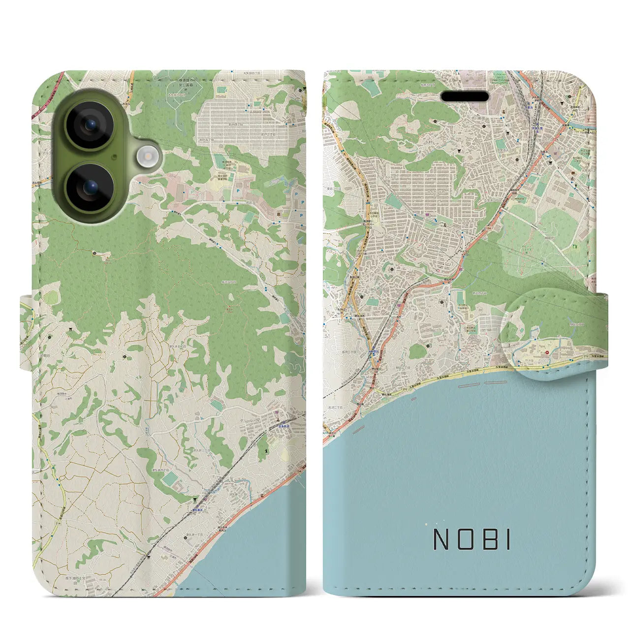 【野比（神奈川県）】地図柄iPhoneケース（手帳タイプ）