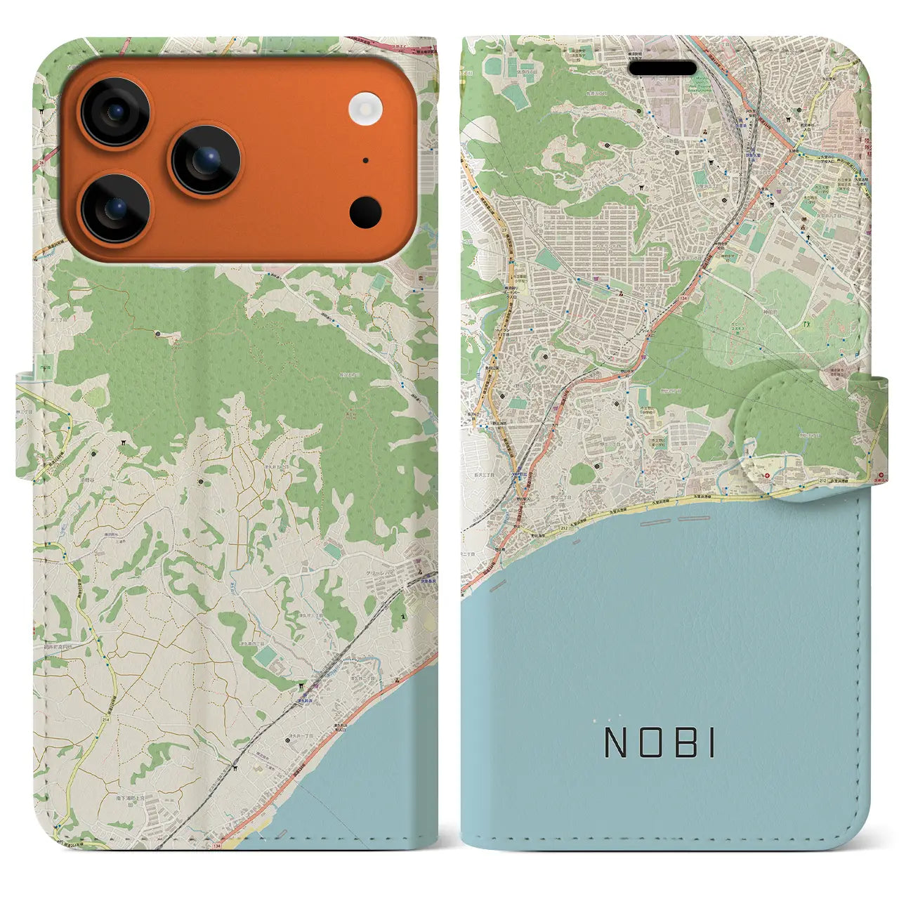 【野比（神奈川県）】地図柄iPhoneケース（手帳タイプ）