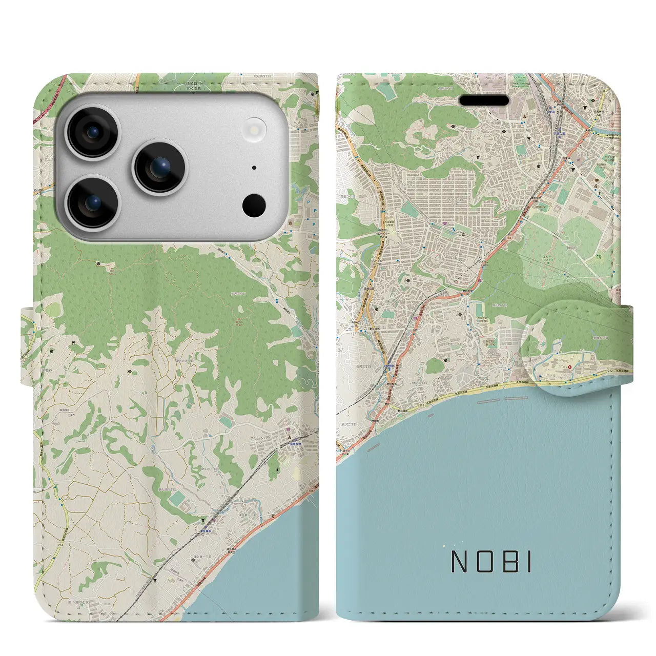 【野比（神奈川県）】地図柄iPhoneケース（手帳タイプ）