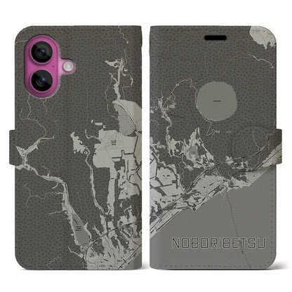 【登別（北海道）】地図柄iPhoneケース（手帳タイプ）モノトーン・iPhone 16 Pro 用