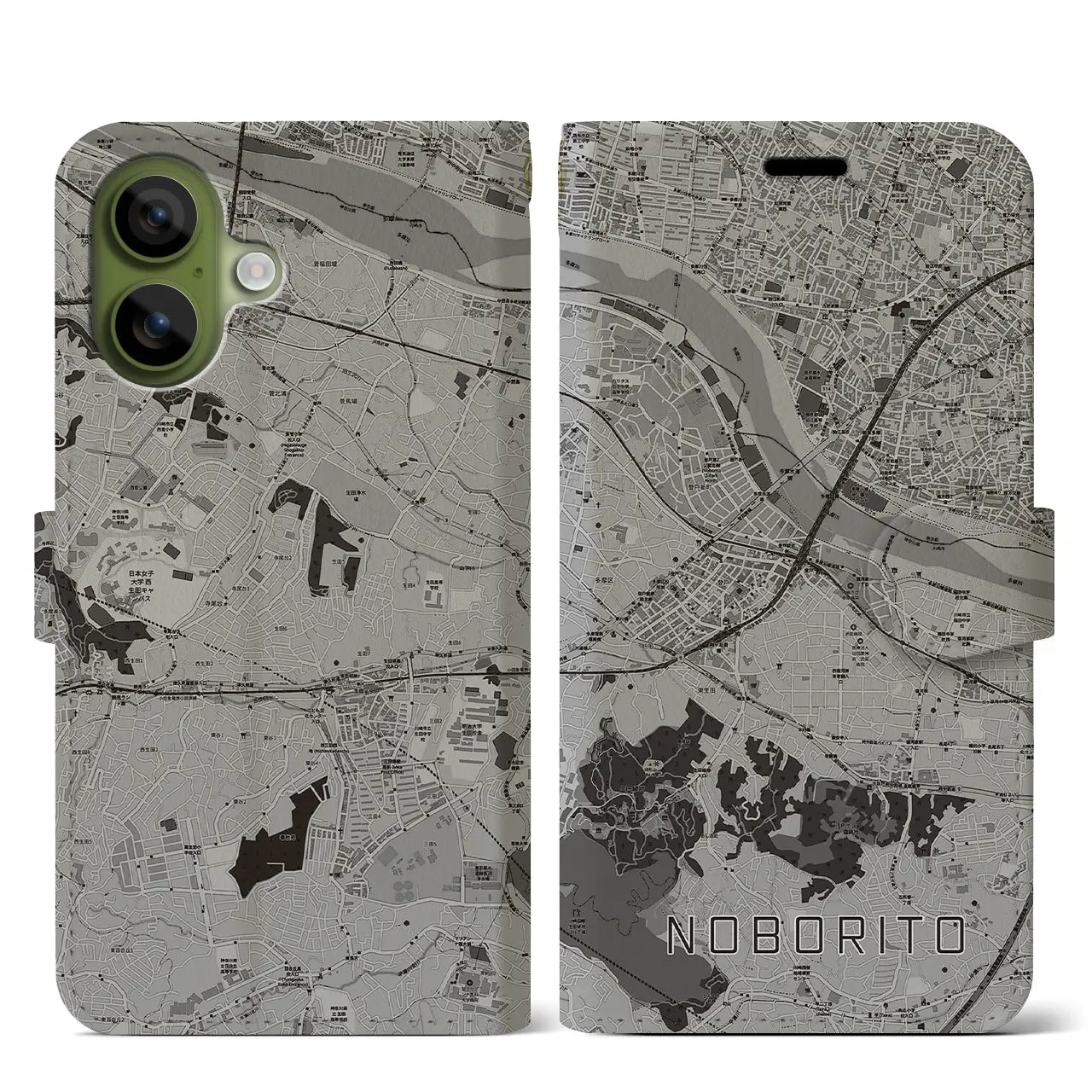 【登戸（神奈川県）】地図柄iPhoneケース（手帳タイプ）