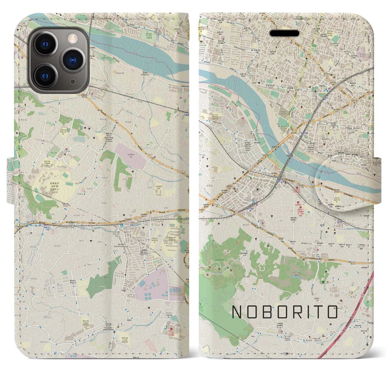 【登戸（神奈川県）】地図柄iPhoneケース（手帳タイプ）