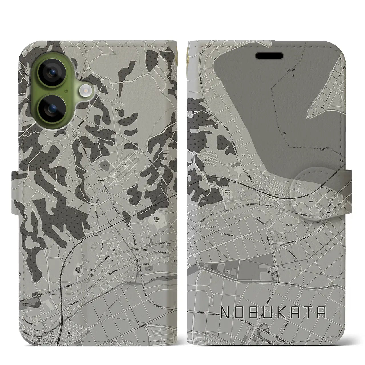 【延方（茨城県）】地図柄iPhoneケース（手帳タイプ）