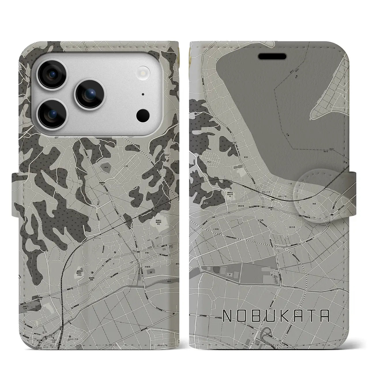 【延方（茨城県）】地図柄iPhoneケース（手帳タイプ）