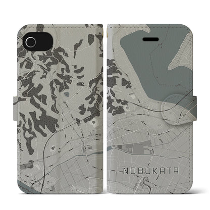 【延方（茨城県）】地図柄iPhoneケース（手帳タイプ）モノトーン・iPhone SE（第3 / 第2世代） / 8 / 7 / 6s / 6 用