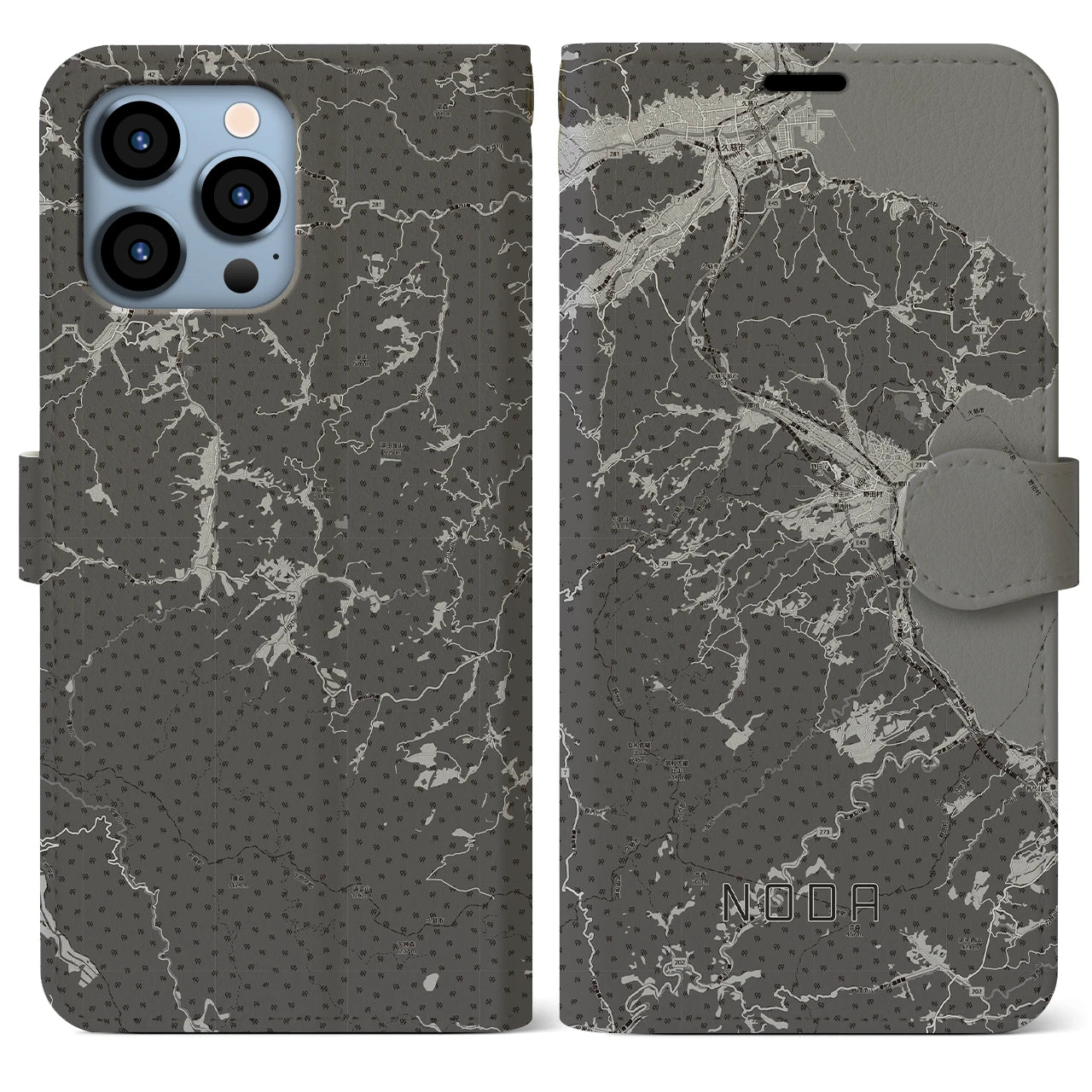 【野田（岩手県）】地図柄iPhoneケース（手帳タイプ）