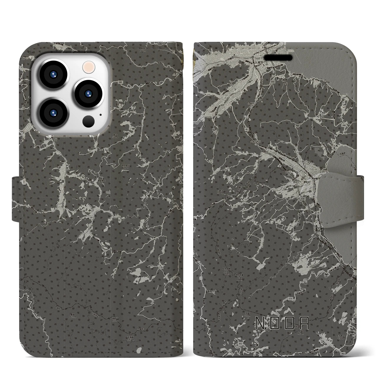 【野田（岩手県）】地図柄iPhoneケース（手帳タイプ）