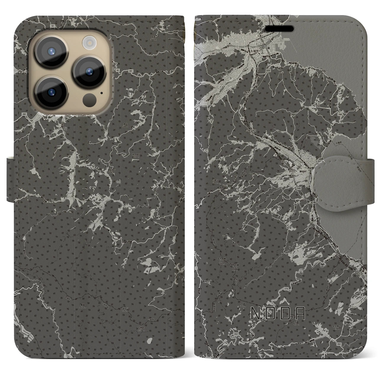 【野田（岩手県）】地図柄iPhoneケース（手帳タイプ）