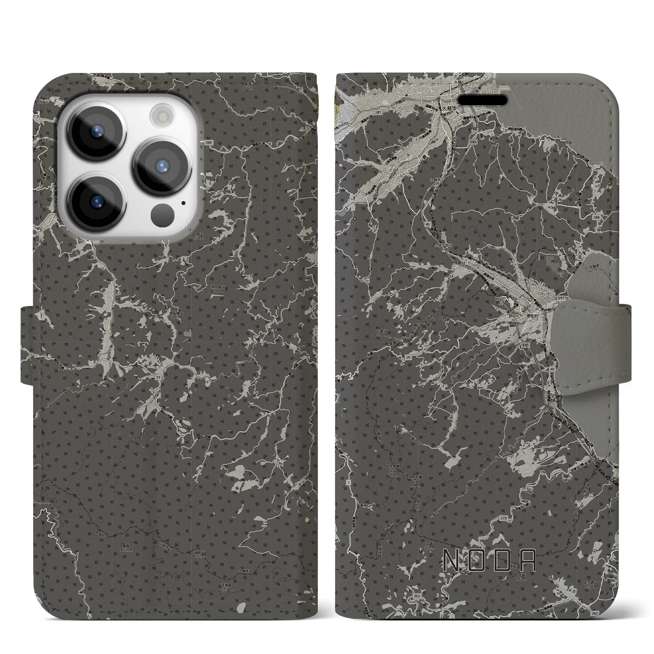 【野田（岩手県）】地図柄iPhoneケース（手帳タイプ）