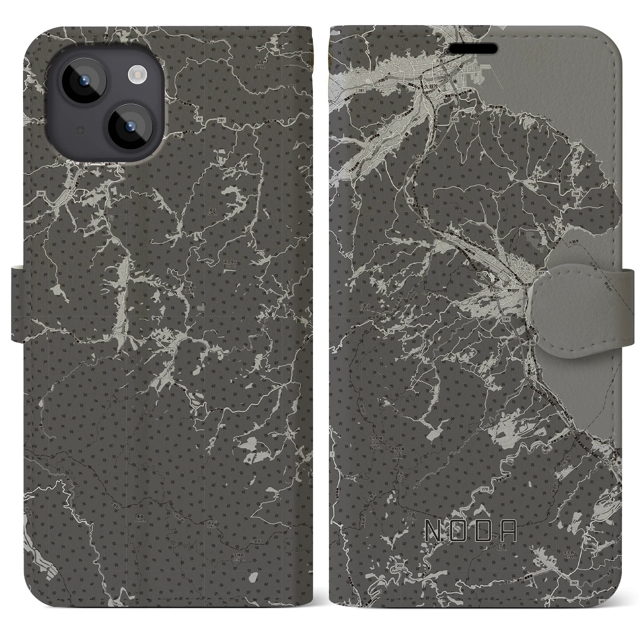 【野田（岩手県）】地図柄iPhoneケース（手帳タイプ）