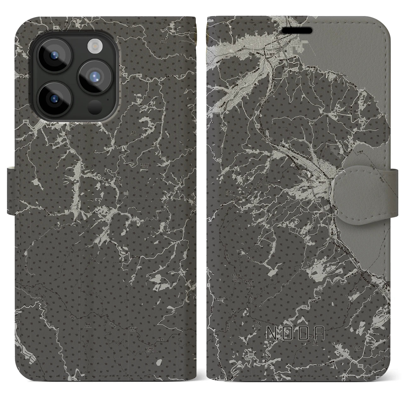 【野田（岩手県）】地図柄iPhoneケース（手帳タイプ）