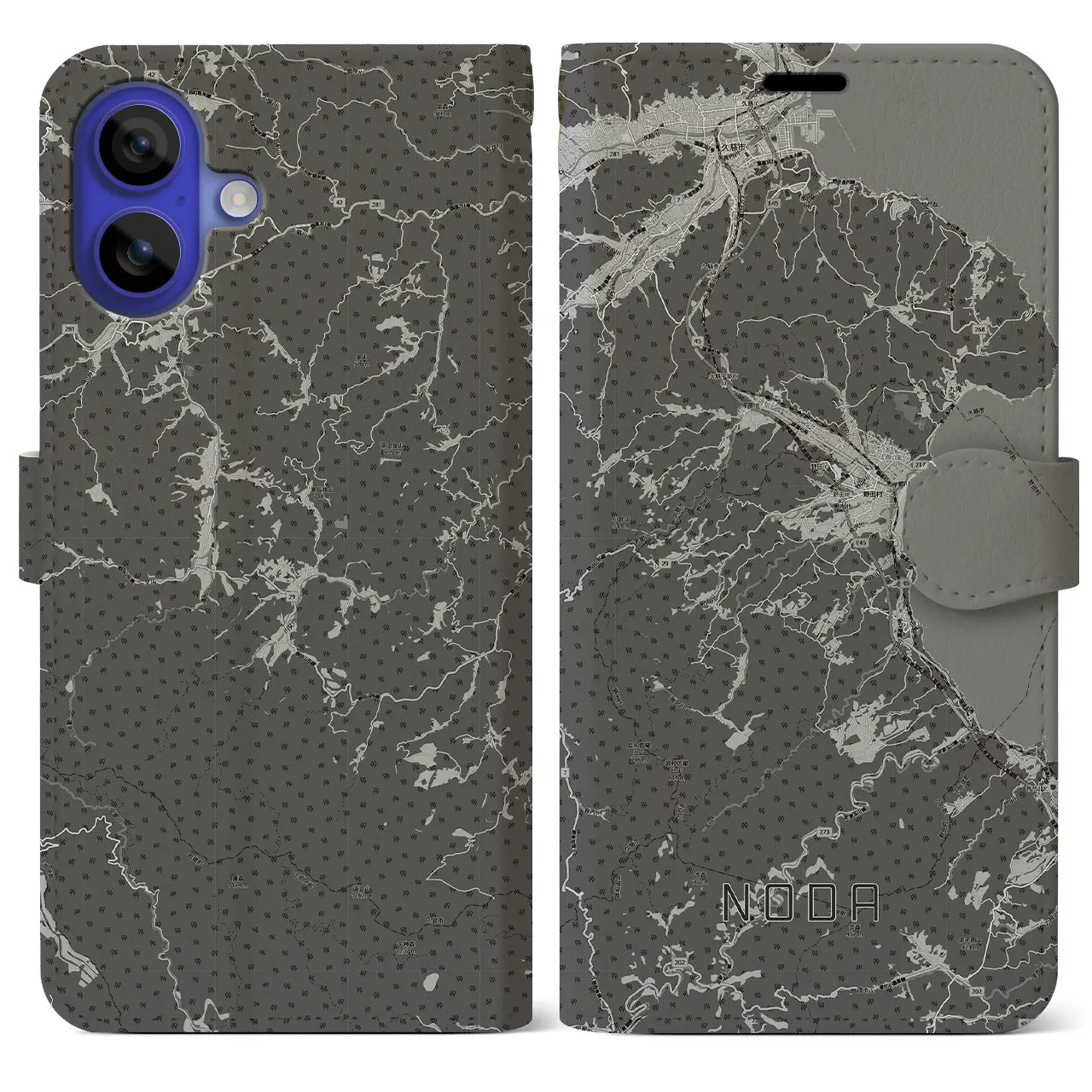 【野田（岩手県）】地図柄iPhoneケース（手帳タイプ）