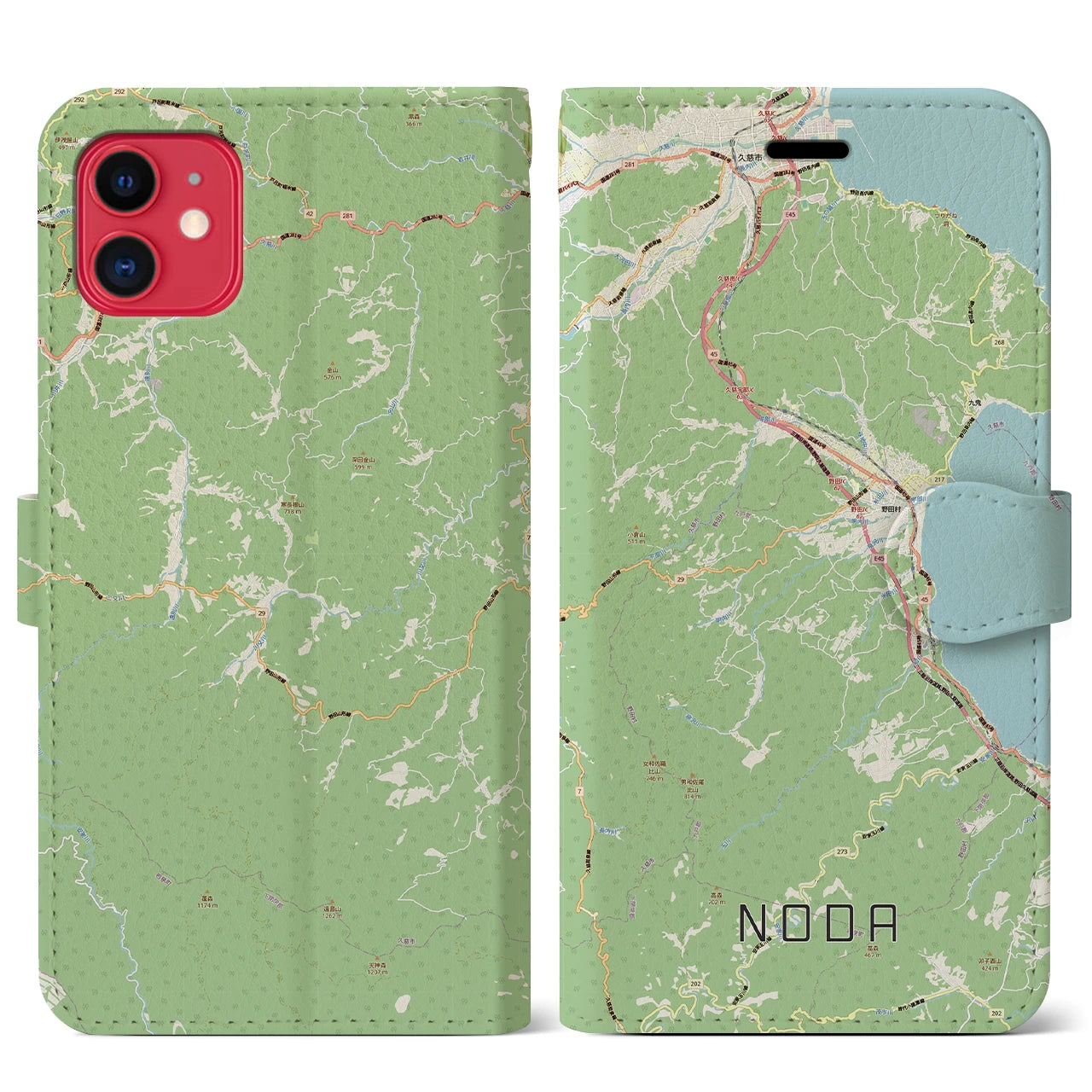 【野田（岩手県）】地図柄iPhoneケース（手帳タイプ）