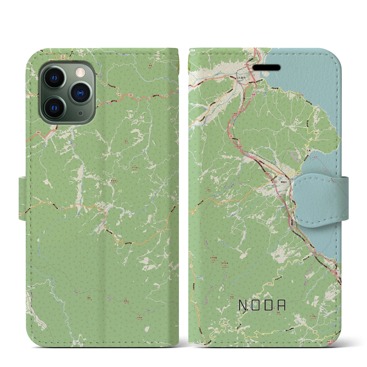 【野田（岩手県）】地図柄iPhoneケース（手帳タイプ）