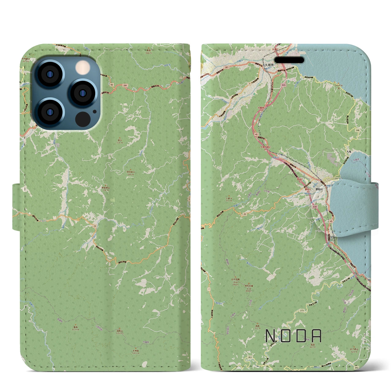 【野田（岩手県）】地図柄iPhoneケース（手帳タイプ）