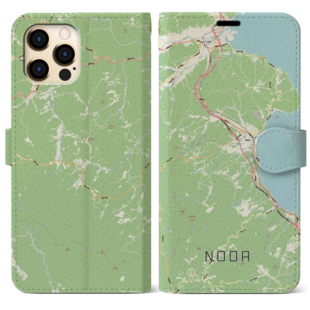 【野田（岩手県）】地図柄iPhoneケース（手帳タイプ）