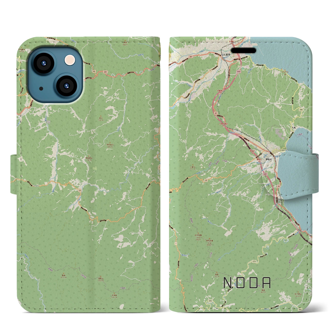 【野田（岩手県）】地図柄iPhoneケース（手帳タイプ）