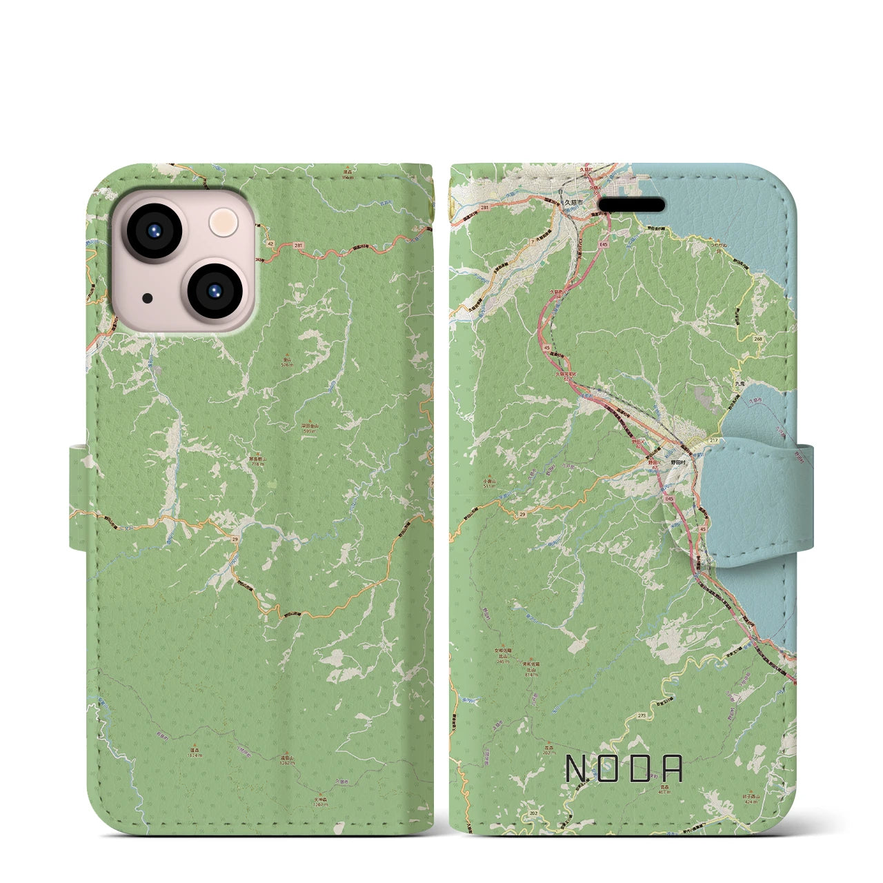 【野田（岩手県）】地図柄iPhoneケース（手帳タイプ）