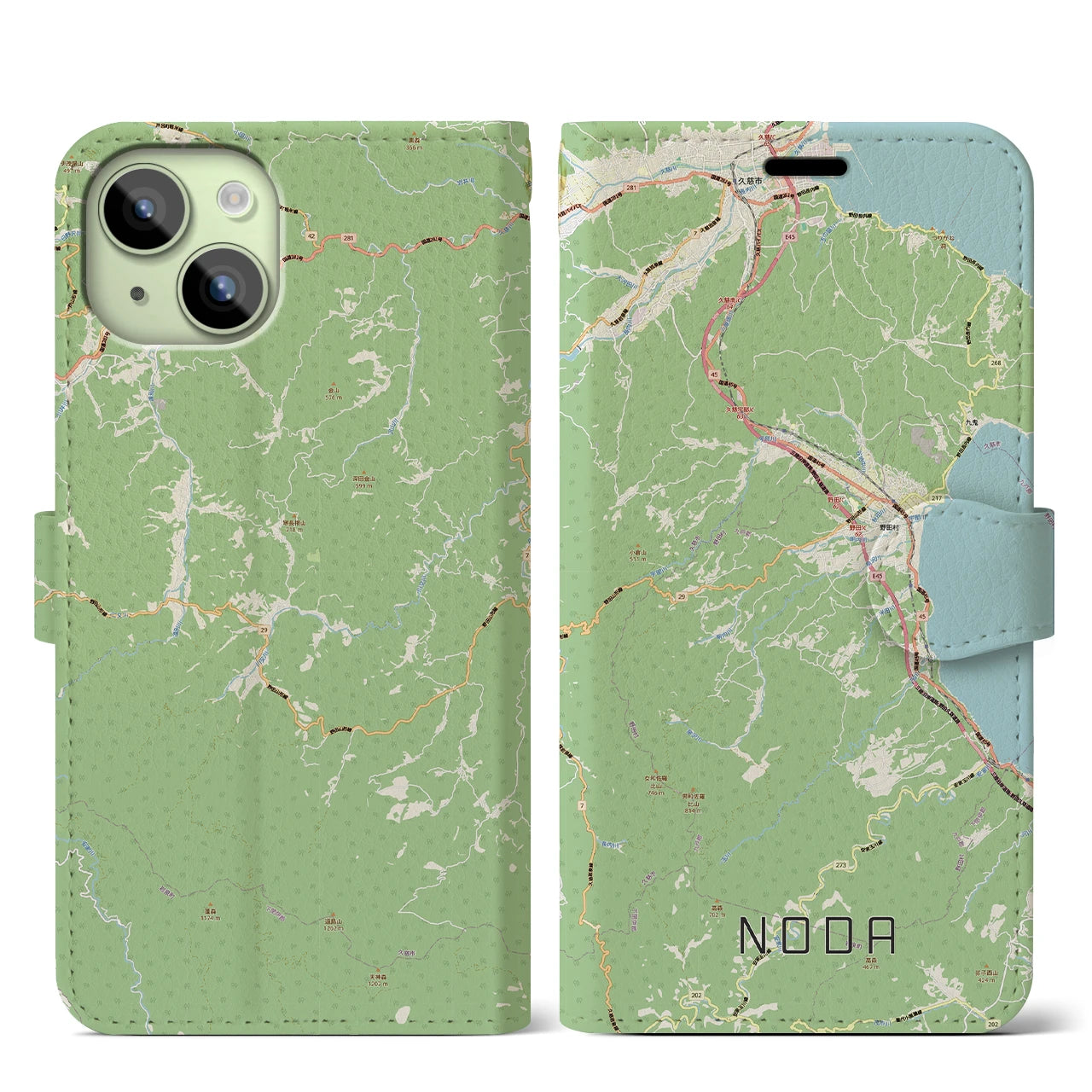 【野田（岩手県）】地図柄iPhoneケース（手帳タイプ）