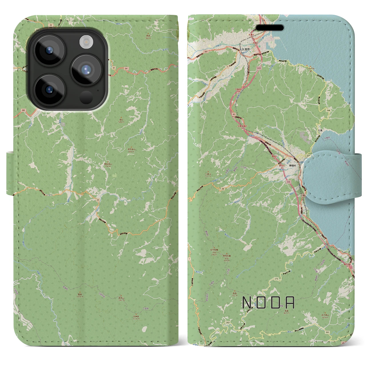 【野田（岩手県）】地図柄iPhoneケース（手帳タイプ）