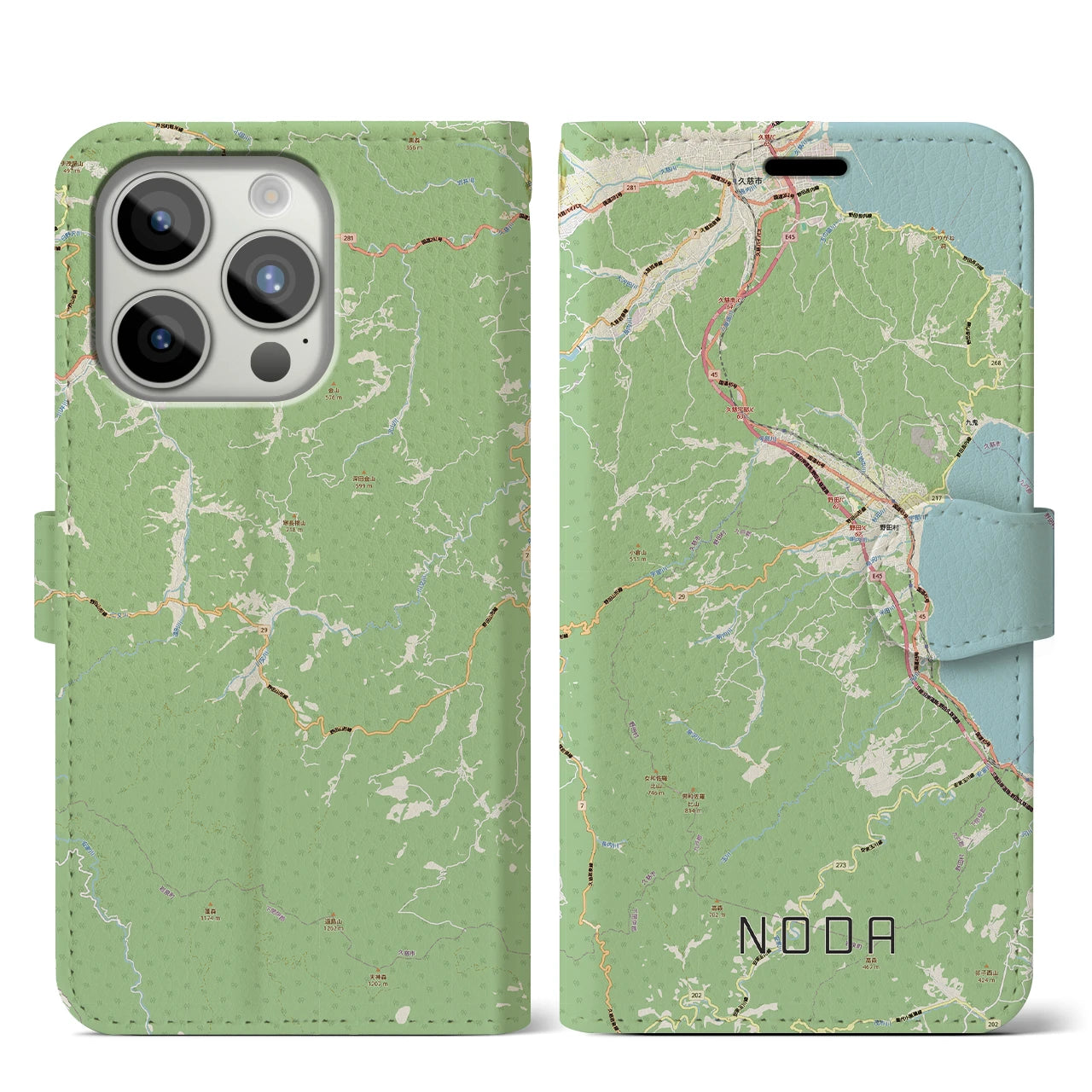 【野田（岩手県）】地図柄iPhoneケース（手帳タイプ）