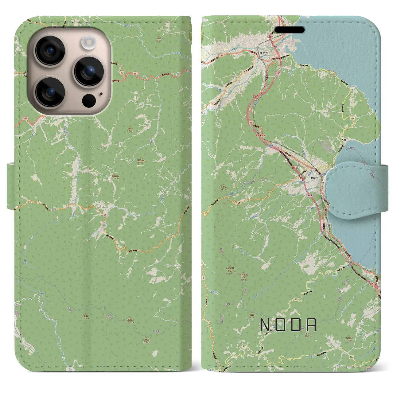 【野田（岩手県）】地図柄iPhoneケース（手帳タイプ）