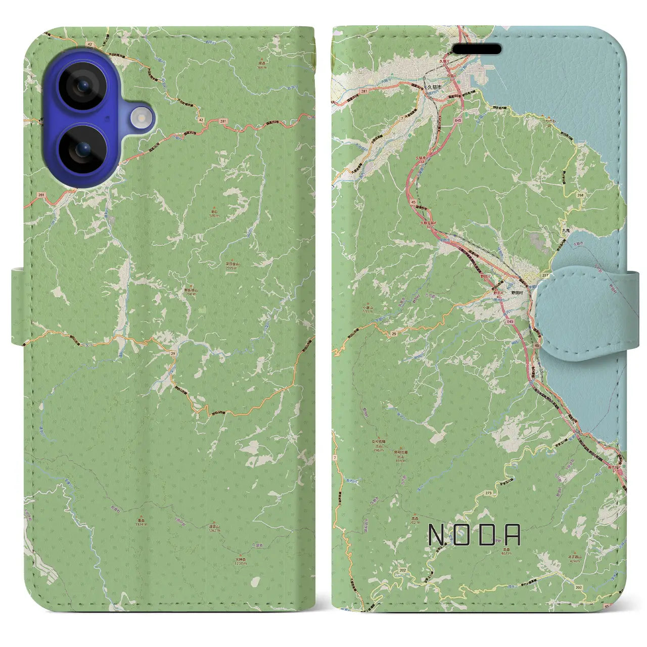 【野田（岩手県）】地図柄iPhoneケース（手帳タイプ）