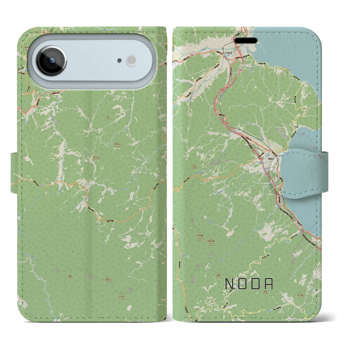 【野田（岩手県）】地図柄iPhoneケース（手帳タイプ）モノトーン・iPhone 17 Pro Max 用