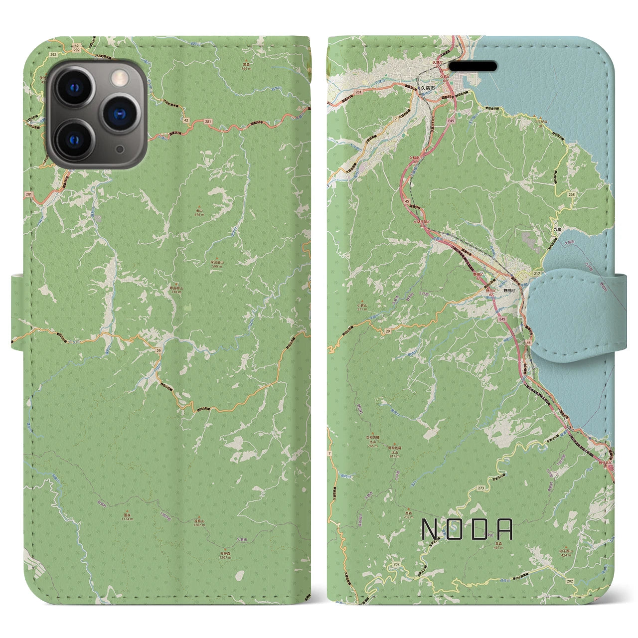 【野田（岩手県）】地図柄iPhoneケース（手帳タイプ）