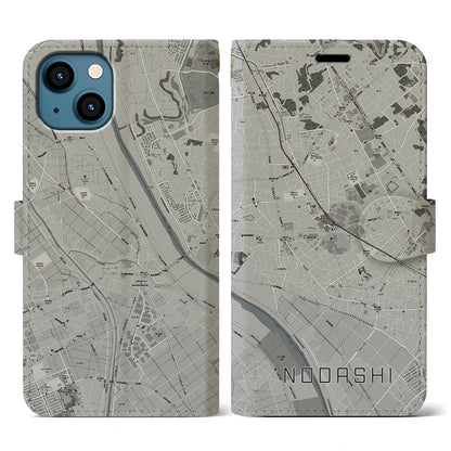 【野田市（千葉県）】地図柄iPhoneケース（手帳タイプ）モノトーン・iPhone 13 用