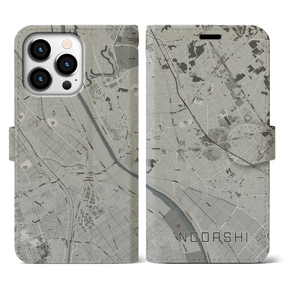 【野田市（千葉県）】地図柄iPhoneケース（手帳タイプ）モノトーン・iPhone 13 Pro 用