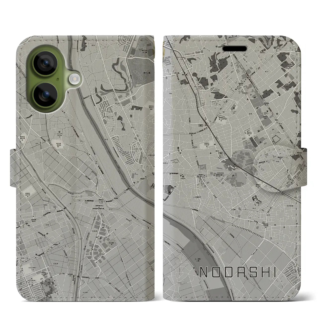 【野田市（千葉県）】地図柄iPhoneケース（手帳タイプ）