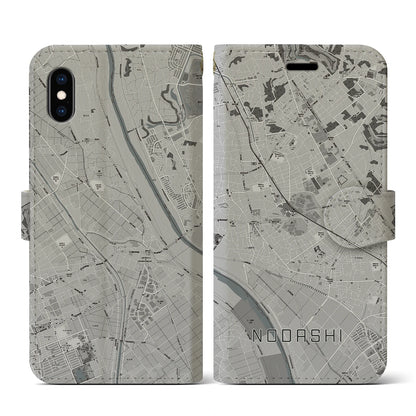 【野田市（千葉県）】地図柄iPhoneケース（手帳タイプ）モノトーン・iPhone XS / X 用