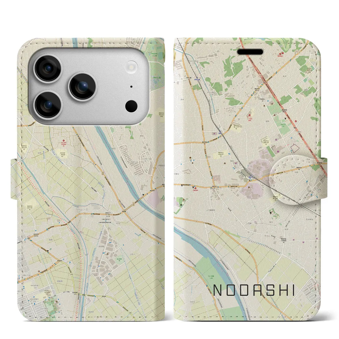 【野田市(千葉県)】地図柄iPhoneケース(手帳タイプ)モノトーン・iPhone 17 Pro Max 用