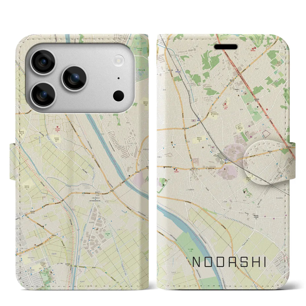 【野田市（千葉県）】地図柄iPhoneケース（手帳タイプ）