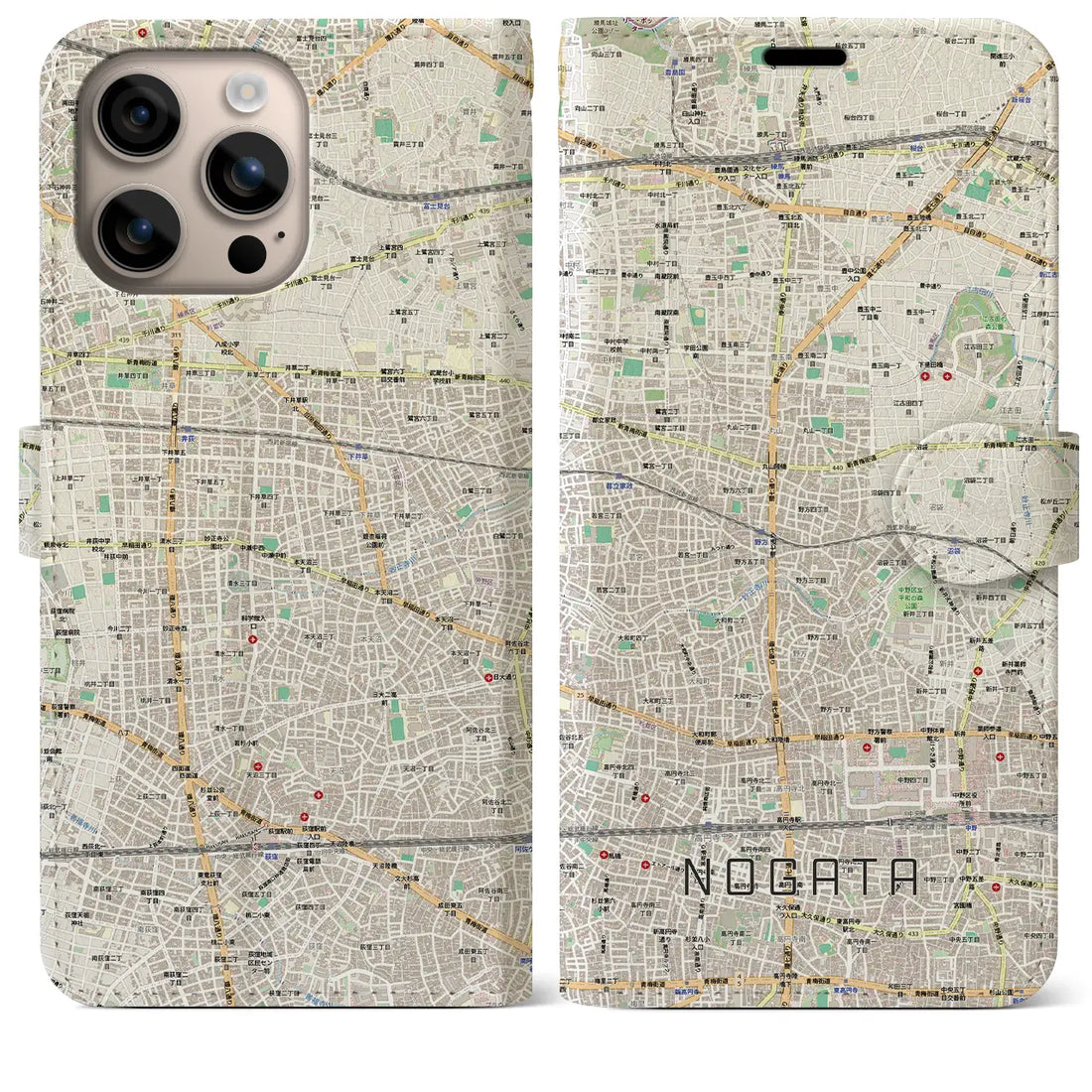 【野方（東京都）】地図柄iPhoneケース（手帳タイプ）