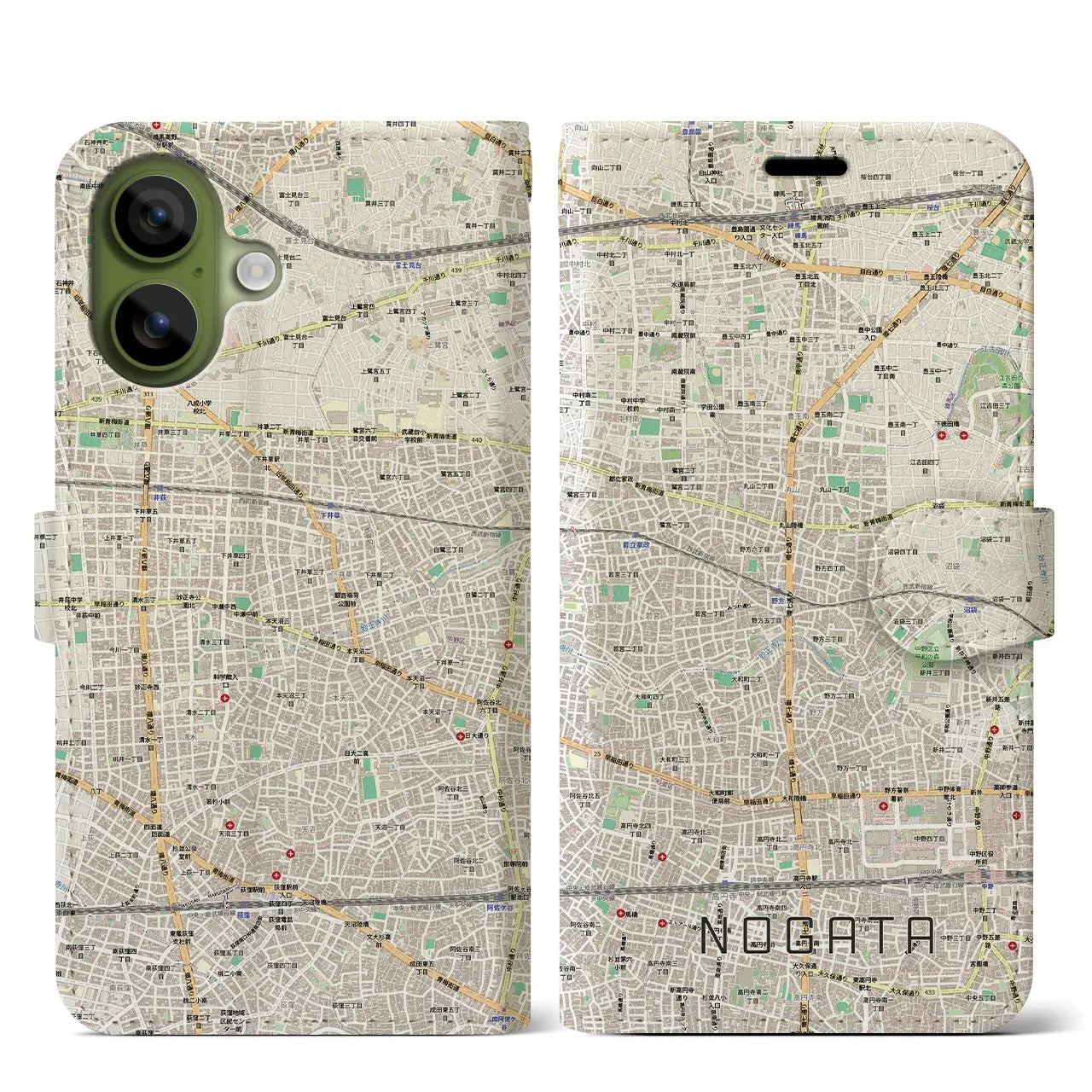 【野方（東京都）】地図柄iPhoneケース（手帳タイプ）