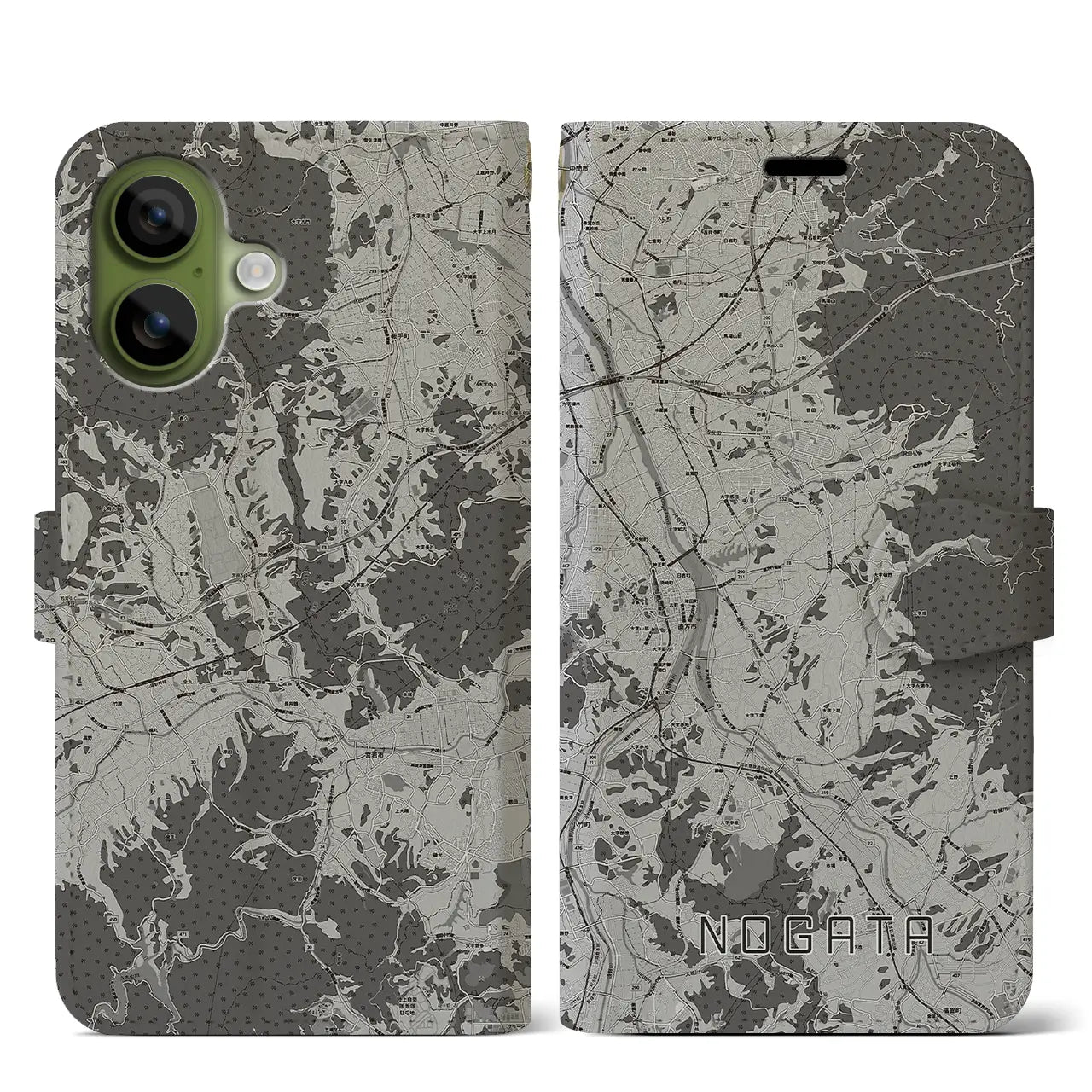 【直方（福岡県）】地図柄iPhoneケース（手帳タイプ）